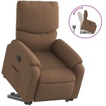 vidaXL Fotoliu rabatabil cu ridicare pe verticală, maro, textil