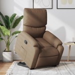 vidaXL Fotoliu rabatabil cu ridicare pe verticală, maro, textil