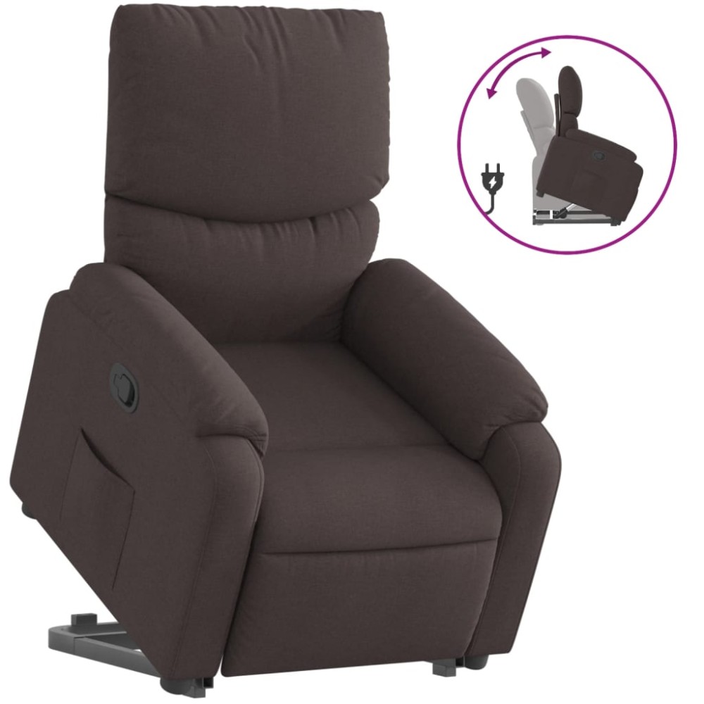 vidaXL Fotoliu rabatabil cu ridicare pe verticală, maro închis, textil