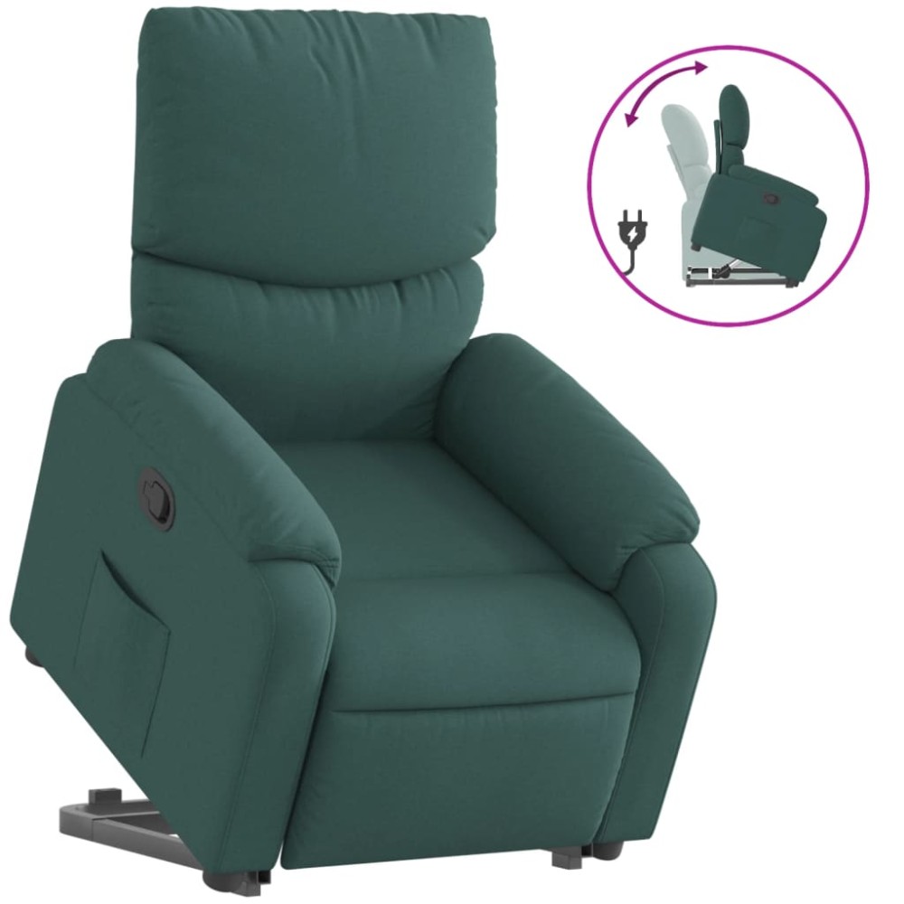 vidaXL Fotoliu rabatabil ridicare pe verticală, verde închis, textil