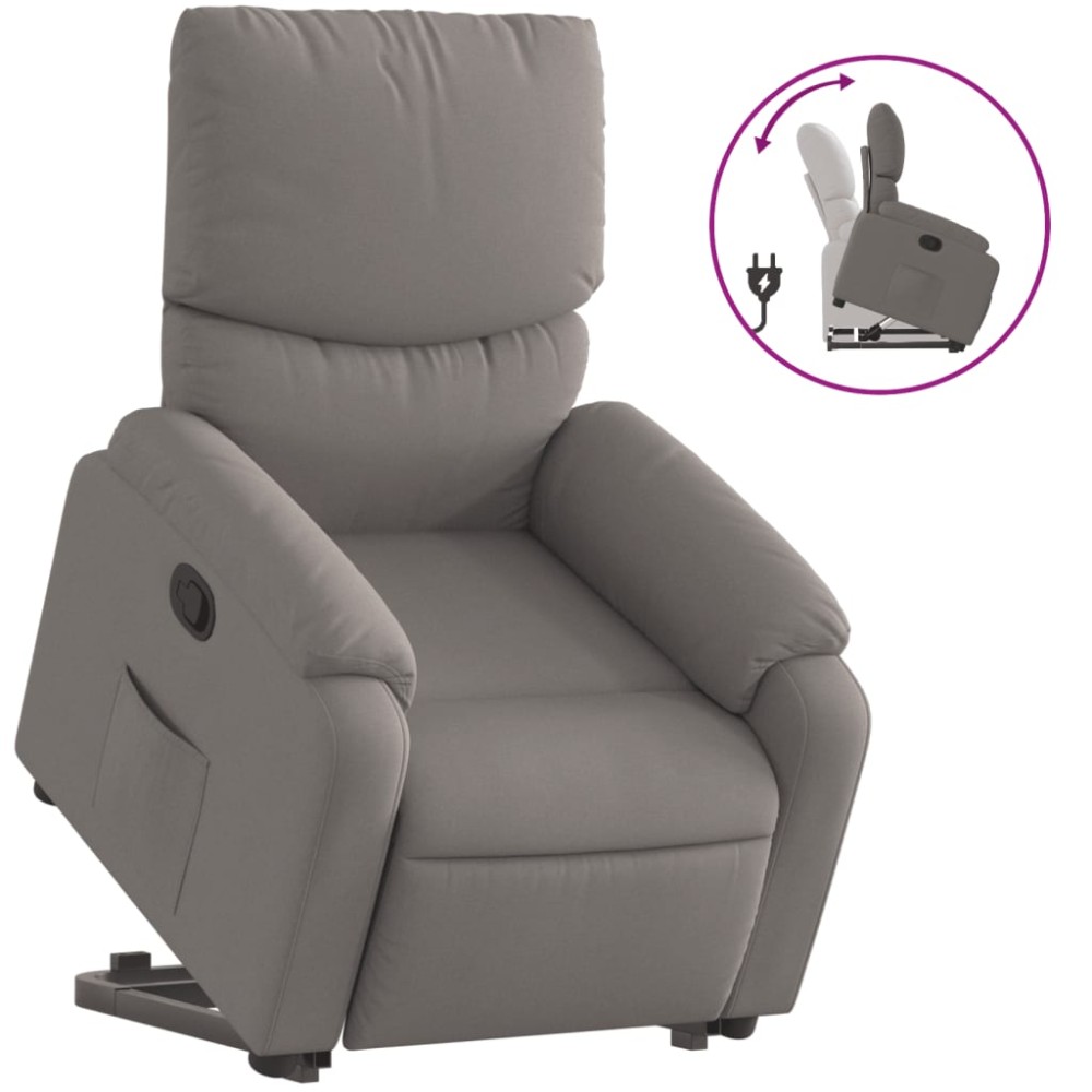 vidaXL Fotoliu rabatabil cu ridicare pe verticală, gri taupe, textil