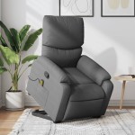 vidaXL Fotoliu de masaj rabatabil cu ridicare, gri închis, textil vidaXL Fotoliu de masaj rabatabil cu ridicare, gri închis, textil