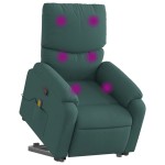 vidaXL Fotoliu rabatabil de masaj, cu ridicare, verde închis, textil