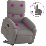 vidaXL Fotoliu rabatabil de masaj cu ridicare, gri taupe, textil