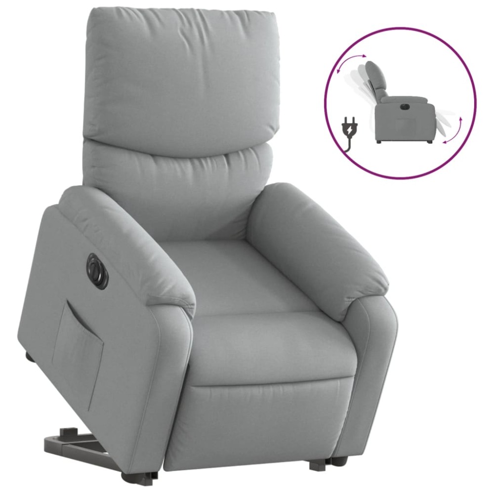 vidaXL Fotoliu electric rabatabil cu ridicare, gri deschis, textil