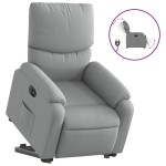 vidaXL Fotoliu electric rabatabil cu ridicare, gri deschis, textil