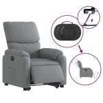 vidaXL Fotoliu electric rabatabil cu ridicare, gri deschis, textil