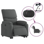 vidaXL Fotoliu electric rabatabil cu ridicare, gri închis, textil