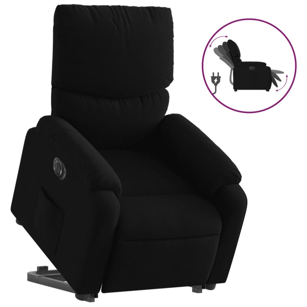 vidaXL Fotoliu electric rabatabil cu ridicare, negru, textil