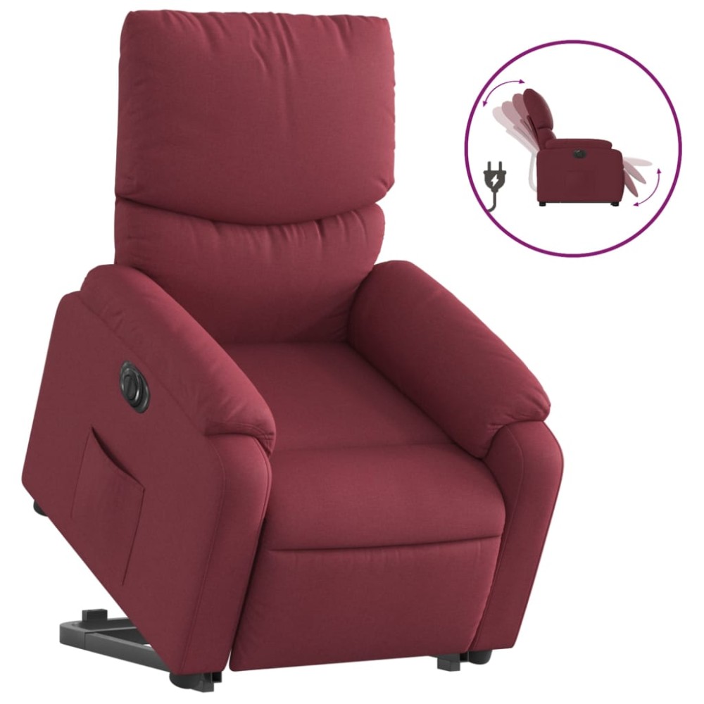 vidaXL Fotoliu electric rabatabil cu ridicare, roșu vin, textil
