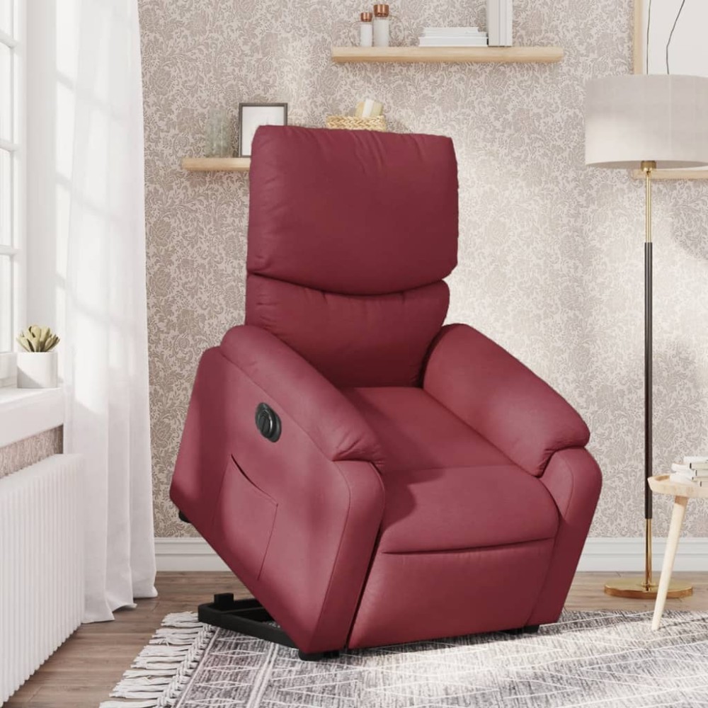 vidaXL Fotoliu electric rabatabil cu ridicare, roșu vin, textil