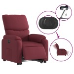 vidaXL Fotoliu electric rabatabil cu ridicare, roșu vin, textil