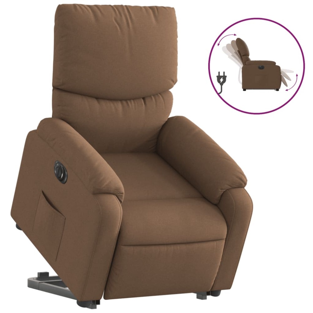 vidaXL Fotoliu electric rabatabil cu ridicare, maro, textil