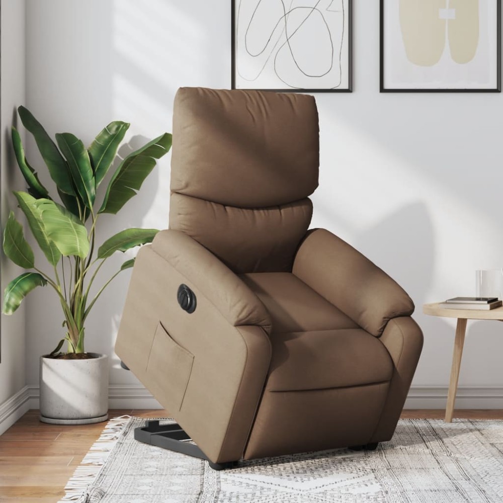 vidaXL Fotoliu electric rabatabil cu ridicare, maro, textil
