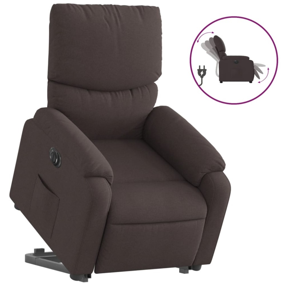 vidaXL Fotoliu electric rabatabil cu ridicare, maro închis, textil