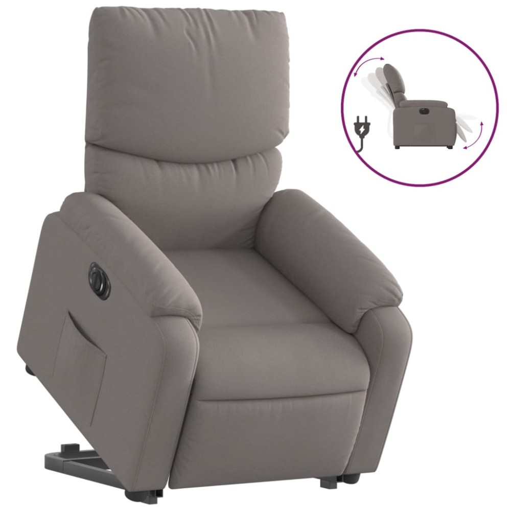 vidaXL Fotoliu electric rabatabil cu ridicare, gri taupe, textil