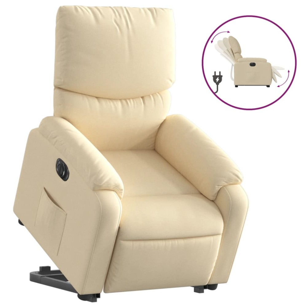 vidaXL Fotoliu electric rabatabil cu ridicare, crem, textil