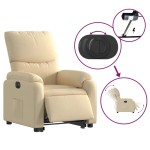 vidaXL Fotoliu electric rabatabil cu ridicare, crem, textil
