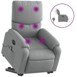 vidaXL Fotoliu electric masaj rabatabil cu ridicare, gri închis textil