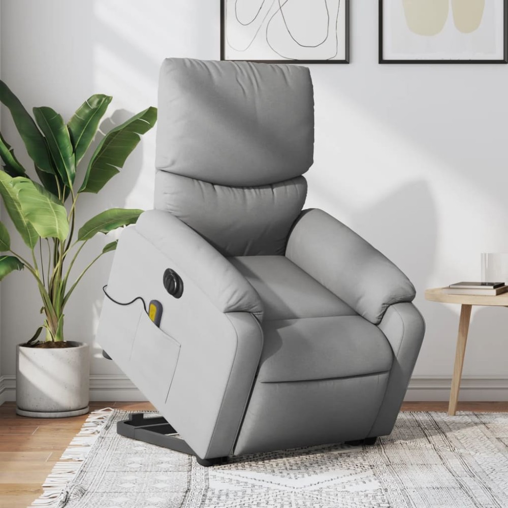 vidaXL Fotoliu electric masaj rabatabil cu ridicare, gri închis textil