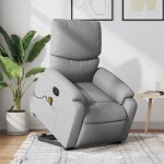 vidaXL Fotoliu electric masaj rabatabil cu ridicare, gri închis textil