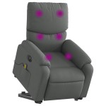 vidaXL Fotoliu electric masaj rabatabil cu ridicare, gri închis textil