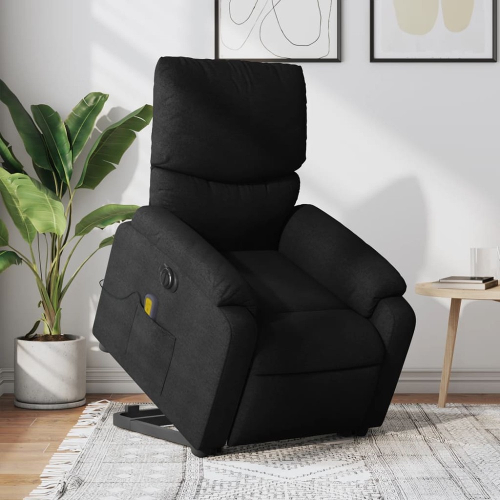 vidaXL Fotoliu electric de masaj rabatabil cu ridicare, negru, textil