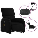 vidaXL Fotoliu electric de masaj rabatabil cu ridicare, negru, textil