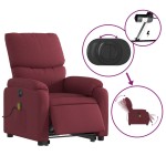 vidaXL Fotoliu de masaj electric rabatabil cu ridicare roșu vin textil