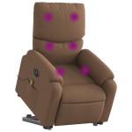 vidaXL Fotoliu electric de masaj rabatabil cu ridicare, maro, textil
