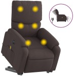 vidaXL Fotoliu electric masaj rabatabil cu ridicare maro închis textil vidaXL Fotoliu electric masaj rabatabil cu ridicare maro închis textil