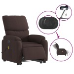 vidaXL Fotoliu electric masaj rabatabil cu ridicare maro închis textil vidaXL Fotoliu electric masaj rabatabil cu ridicare maro închis textil