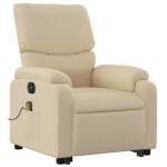 vidaXL Fotoliu electric de masaj rabatabil cu ridicare, crem, textil vidaXL Fotoliu electric de masaj rabatabil cu ridicare, crem, textil