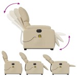 vidaXL Fotoliu electric de masaj rabatabil cu ridicare, crem, textil vidaXL Fotoliu electric de masaj rabatabil cu ridicare, crem, textil