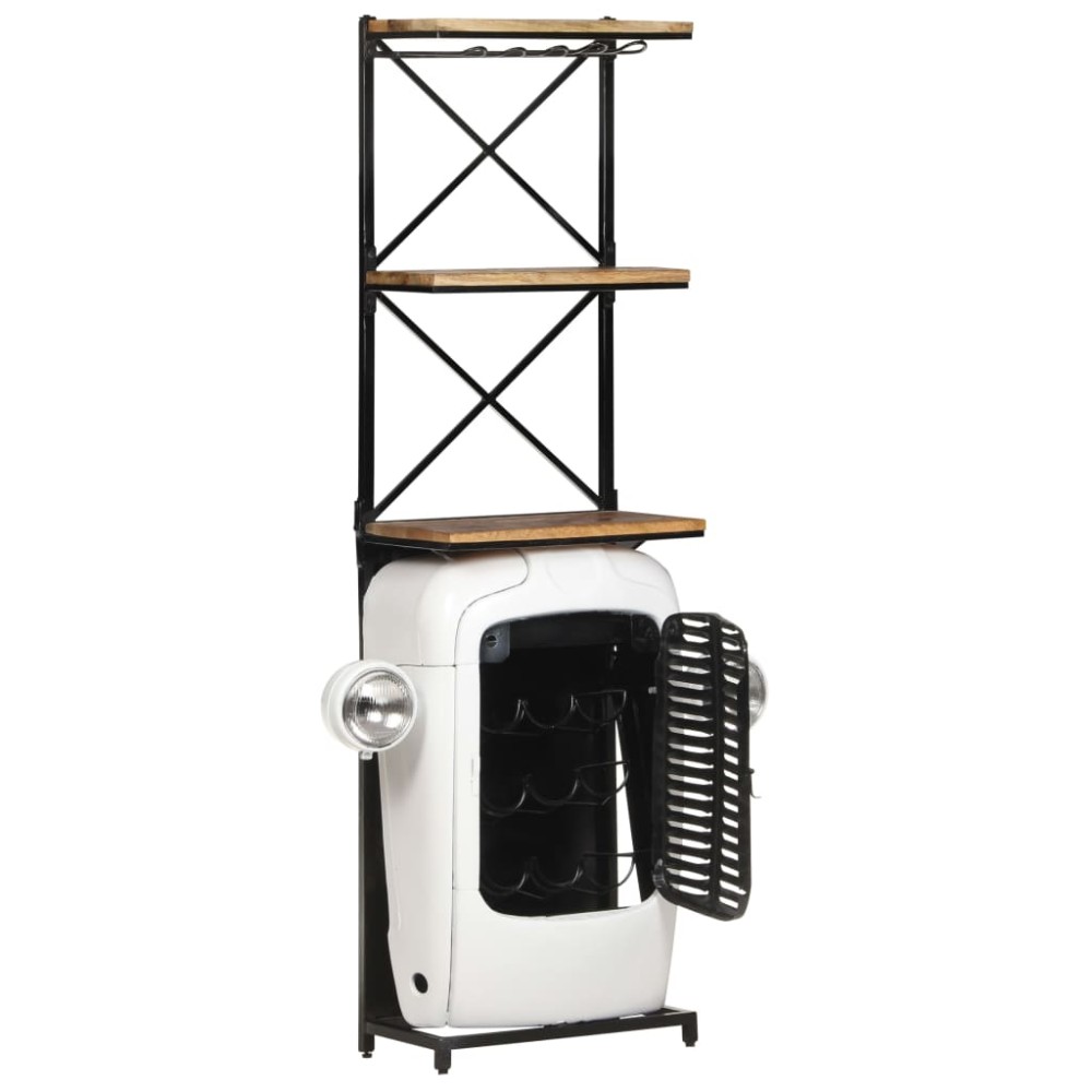 vidaXL Dulap de vin design tractor alb 49x31x172 cm mango nefinisat