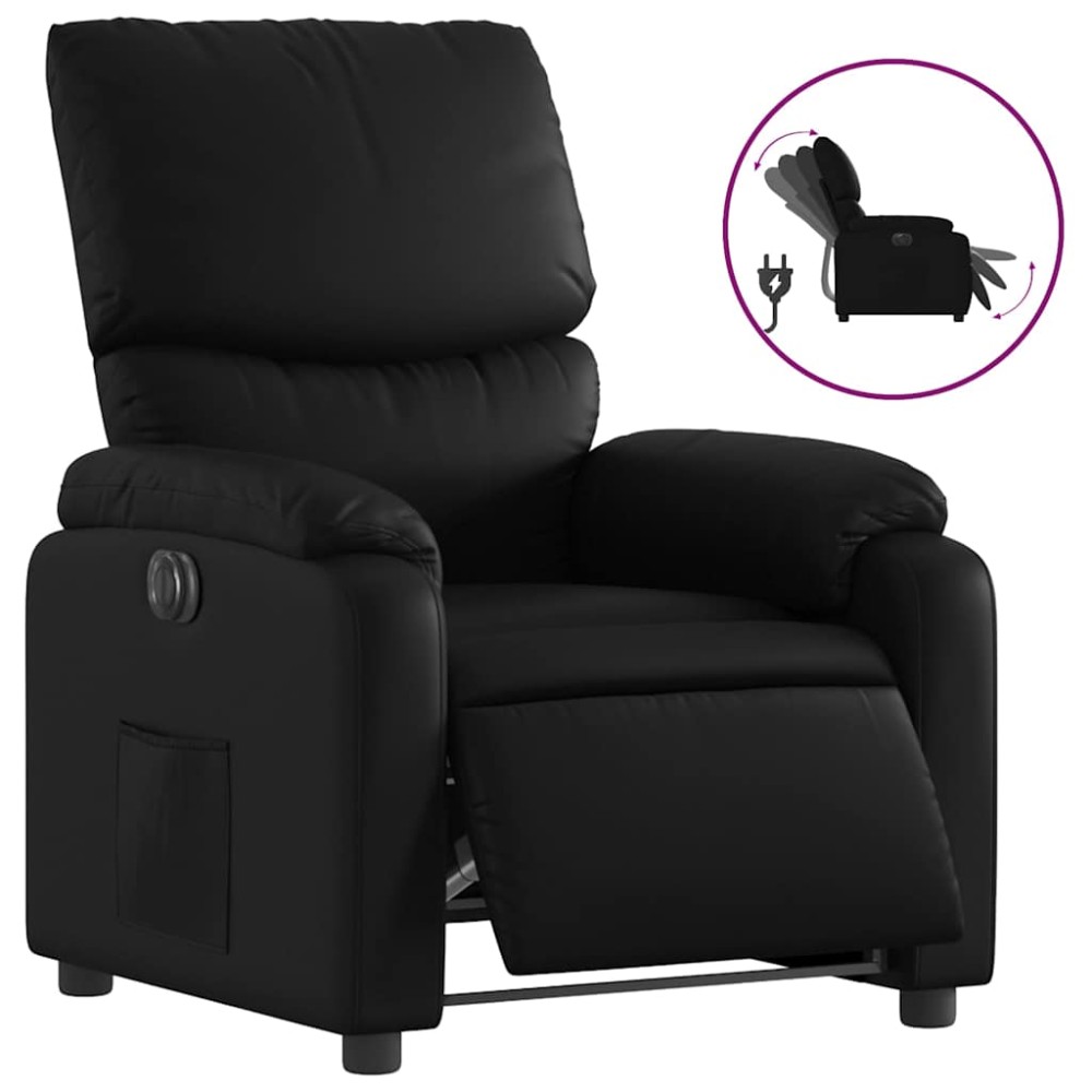 vidaXL Fotoliu rabatabil electric, negru, piele ecologică