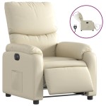 vidaXL Fotoliu rabatabil electric, crem, piele ecologică