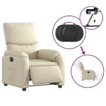 vidaXL Fotoliu rabatabil electric, crem, piele ecologică