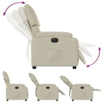 vidaXL Fotoliu rabatabil electric, crem, piele ecologică