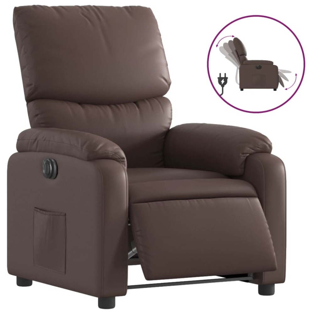 vidaXL Fotoliu rabatabil electric, maro, piele ecologică