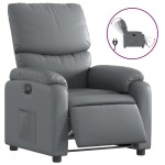 vidaXL Fotoliu rabatabil electric, gri, piele ecologică