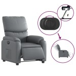 vidaXL Fotoliu rabatabil electric, gri, piele ecologică