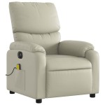 vidaXL Fotoliu electric de masaj rabatabil, crem, piele ecologică