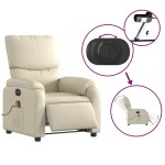 vidaXL Fotoliu electric de masaj rabatabil, crem, piele ecologică