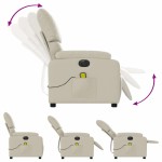 vidaXL Fotoliu electric de masaj rabatabil, crem, piele ecologică