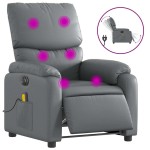 vidaXL Fotoliu de masaj electric rabatabil, gri, piele ecologică