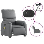 vidaXL Fotoliu de masaj electric rabatabil, gri, piele ecologică