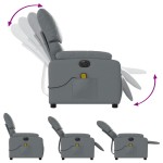 vidaXL Fotoliu de masaj electric rabatabil, gri, piele ecologică