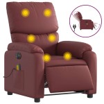 vidaXL Fotoliu de masaj electric rabatabil, roșu vin, piele ecologică