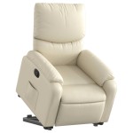 vidaXL Fotoliu rabatabil cu ridicare, crem, piele ecologică